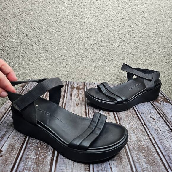 Ecco Shoes - Ecco Women's flowt LX wedge sandal black leather Size 39 (8-8.5) chunky